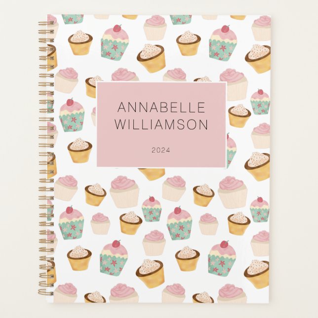 Cupcake Pattern Personalized Planner (Front)