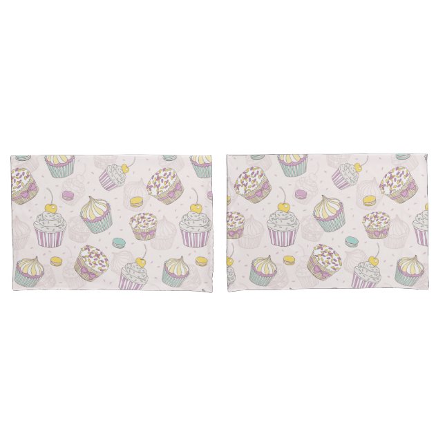 Cupcake Pattern Pillow Case (Front-Set)