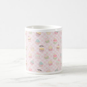 Cupcake Pattern Pink Gingham Coffee Mug
