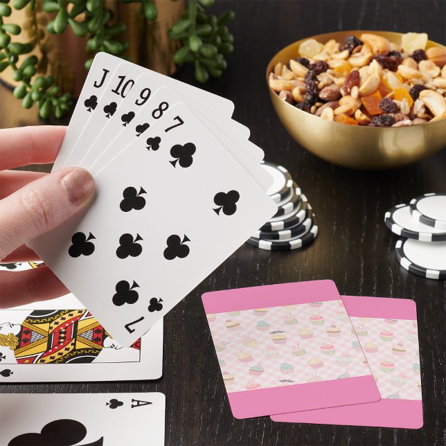 Cupcake Pattern Pink Gingham Poker Cards (Creator Uploaded)