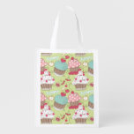Cupcake pattern reusable grocery bag