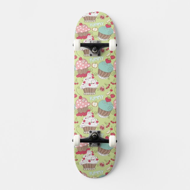 Cupcake pattern skateboard deck (Front)
