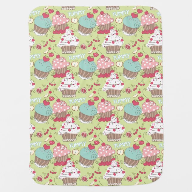 Cupcake pattern swaddle blanket (Front)