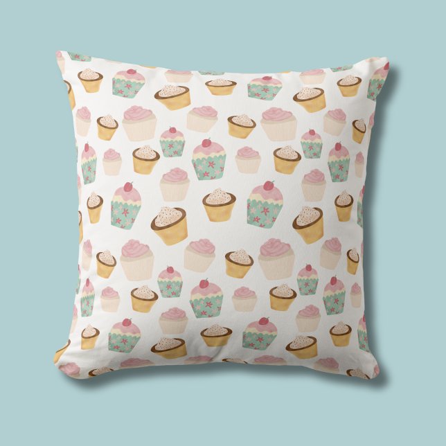 Cupcake Pattern Throw Pillow (Cupcake Pattern throw pillow cushion)