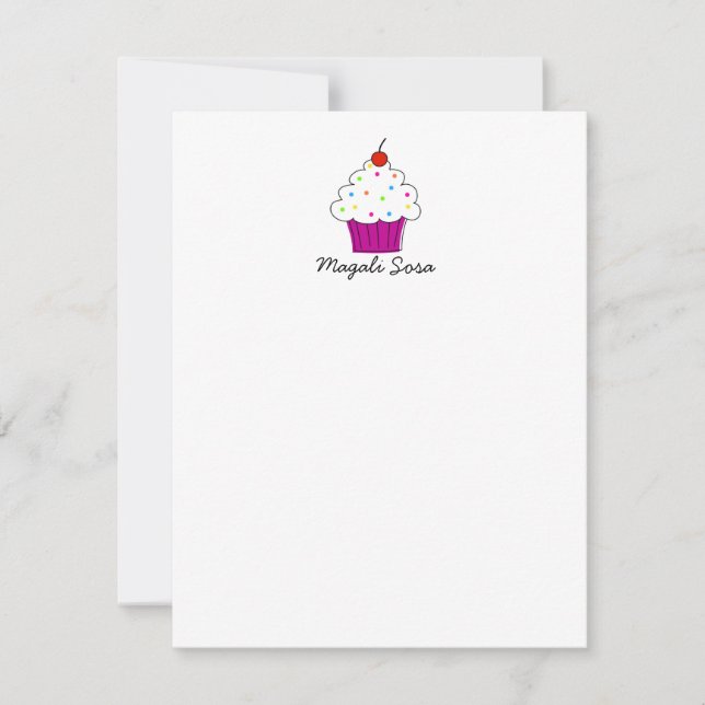 Cupcake Personal Stationery, 4.25x5.5 Note Card (Front)