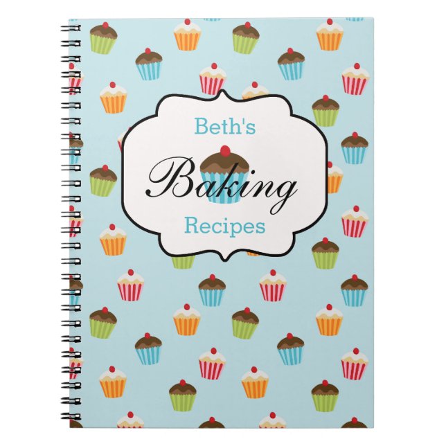 Cupcake Personalized Baking Recipe Notebook (Front)