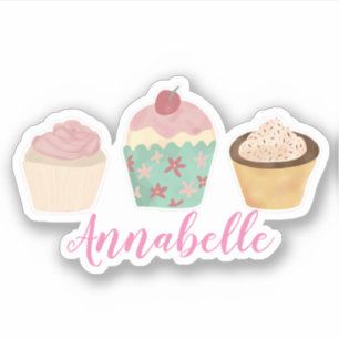 Cupcake Personalized Name Sticker