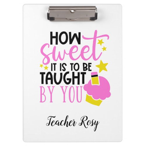 Cupcake Personalized Teacher Clipboards Pink