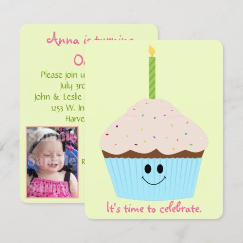 Cupcake Photo Template Party Invitation