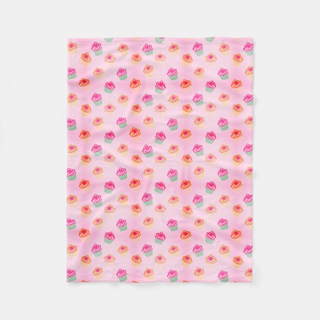 Cupcake Picnic Fleece Blanket (Front)