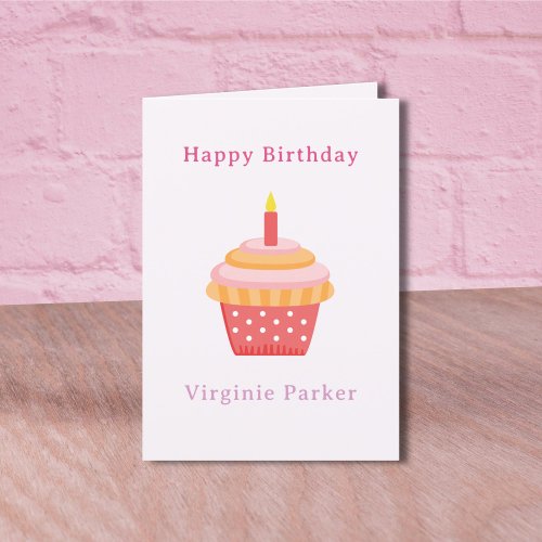 Cupcake Pink Birthday Card 