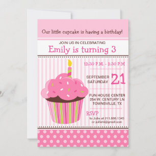 Cupcake Pink Birthday Party Invitation