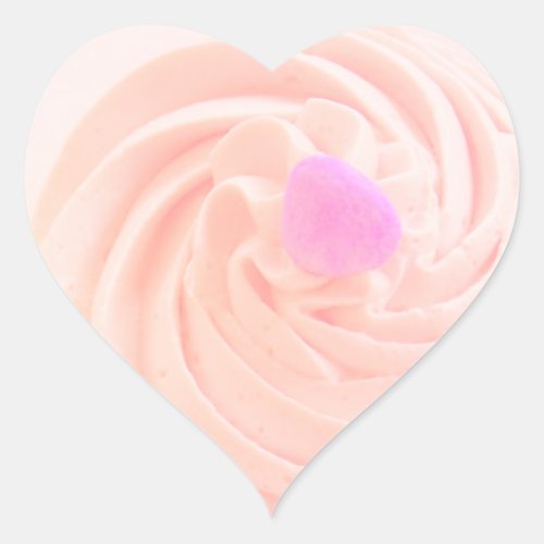 Cupcake pink frosting candy heart cute heart sticker