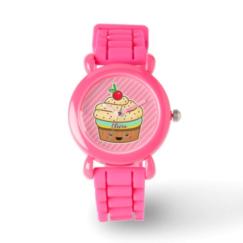 Cupcake pink retro glitter girl kids Watch