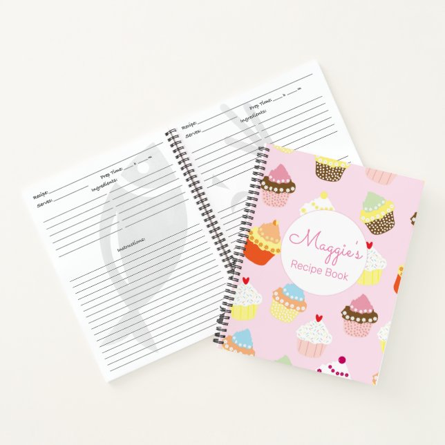 Cupcake Pink Spiral Recipe Notebook Custom (Inside)