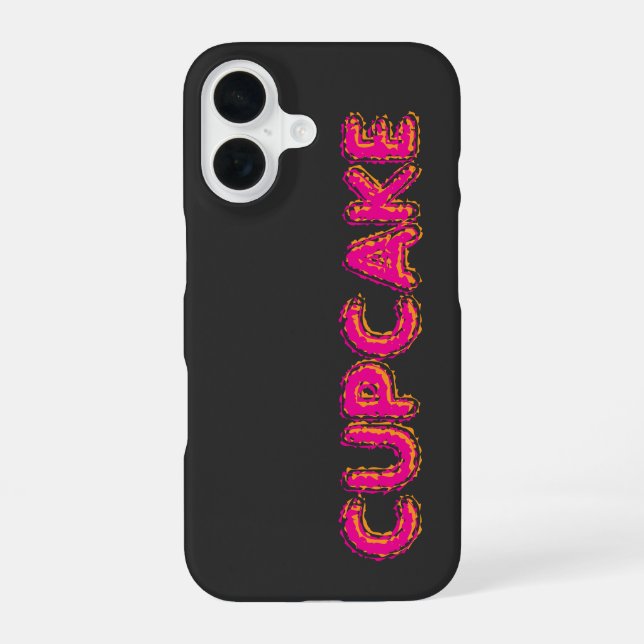 Cupcake Pink Text Custom Black  iPhone Case (Back)