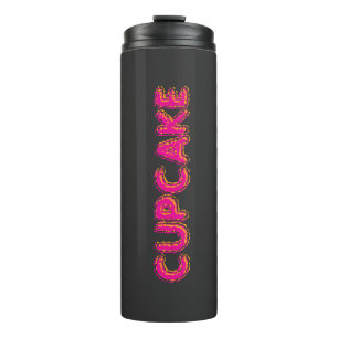 Cupcake Pink Text Custom Black Thermal Tumbler