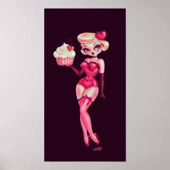Cupcake Pinup Doll Poster by FluffShop at Zazzle