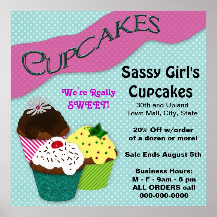 CUPCAKE POSTER GREAT ADVERTISEMENTPERSONALIZE
