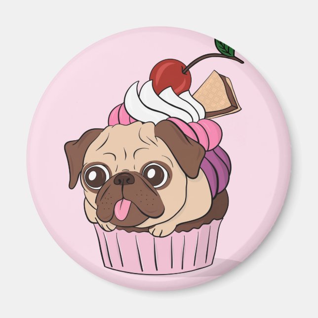 Cupcake Pug Magnet (Front)
