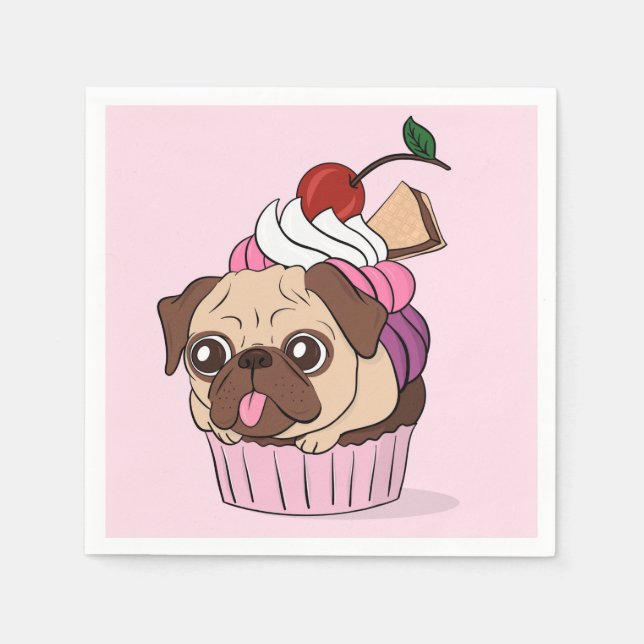 Cupcake Pug Napkins (Front)
