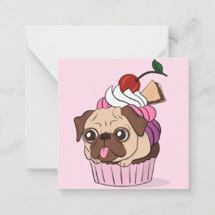 Cupcake Pug Note Card