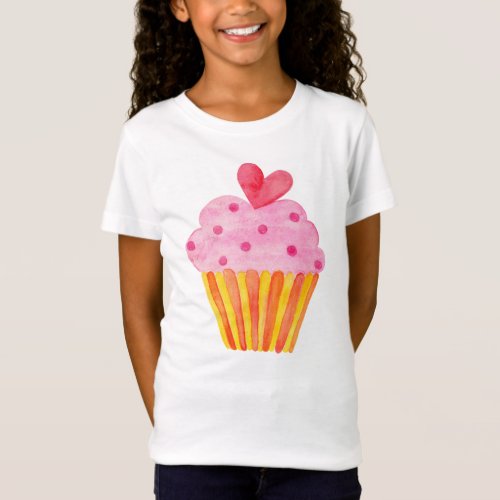 Cupcake queen baking girl watercolor colorful T_Shirt