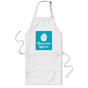 Cupcake queen big turquoise blue apron for women