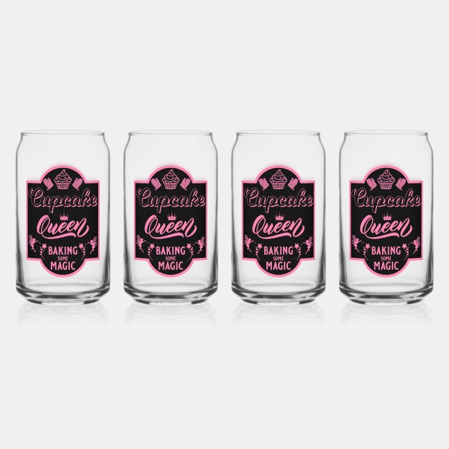 Cupcake Queen Can Glass (Front)