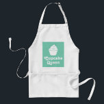 Cupcake queen | Mint green baking apron for mom<br><div class="desc">Cupcake queen | Cute mint green baking apron for women. Funny gift for cupcake lover. Customizable background color. Make one for mom,  mother,  wife,  aunt,  grandma,  sister,  daughter etc.</div>
