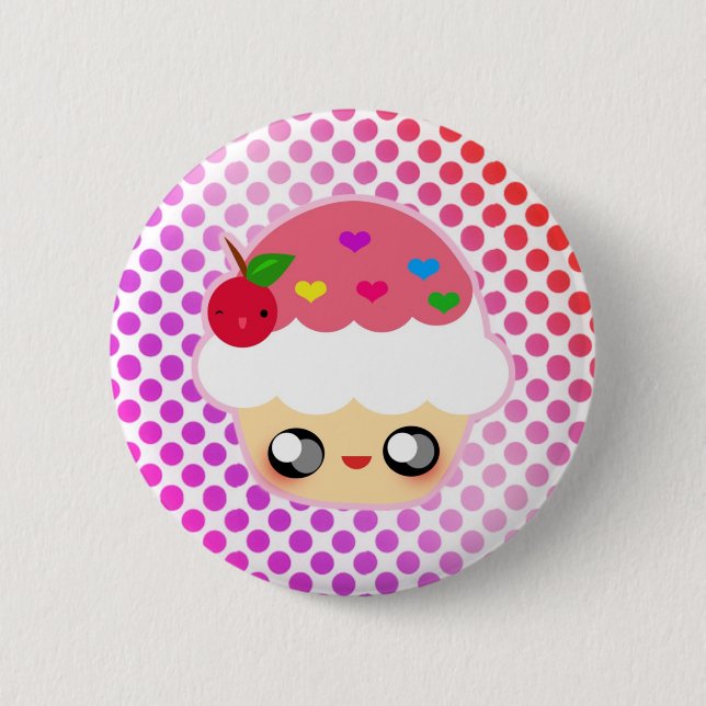 Cupcake Rainbow Pinback Button (Front)