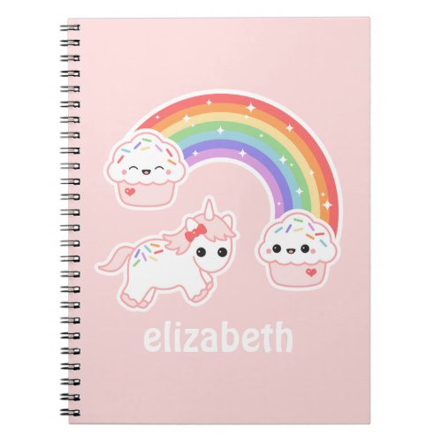 Cupcake Rainbow Unicorn Notebook