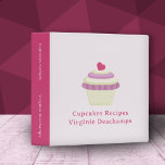 Cupcake Recipes Pink Ring Binder<br><div class="desc">A pink recipe book with a pastel cupcake and personalized text on the front, back and the spine. You could add all your favorites recipes such as cupcakes, but also all desserts to always have them at hand. This will also make a great gift for someone who loves baking cakes...</div>