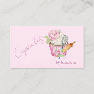 Cupcake,Rolling Pin,Whisk,Flowers Business Card
