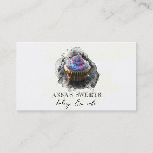   Cupcake Shop 3 QR Social Media Bakery Business Card