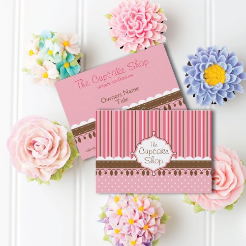 Cupcake Shop Striped Business Card