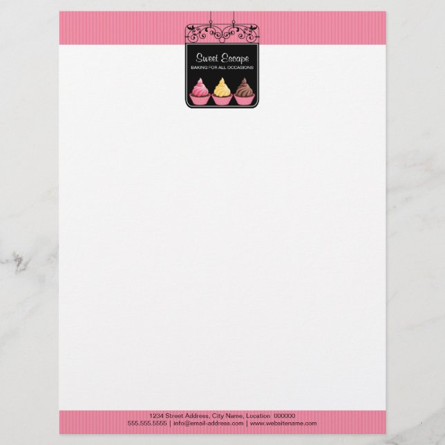 Cupcake Sign Bakery Letterhead (Front)