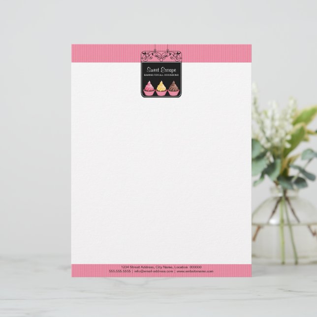 Cupcake Sign Bakery Letterhead (Standing Front)