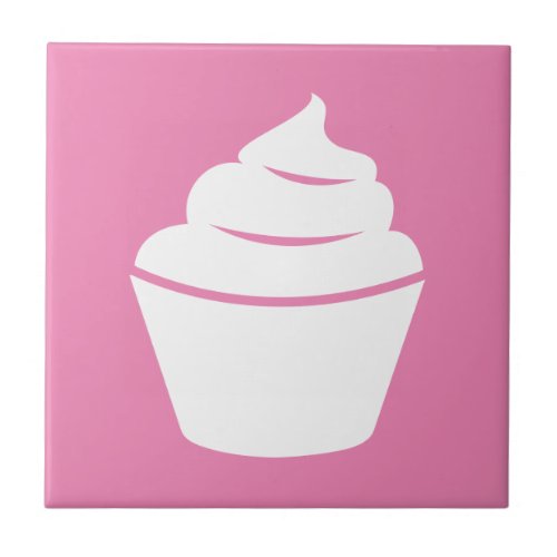 Cupcake silhouette custom square kitchen ceramic tile