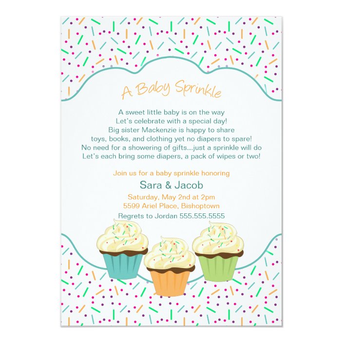 Cupcake Sprinkle Baby Shower Invite Neutral Colors Zazzle Com
