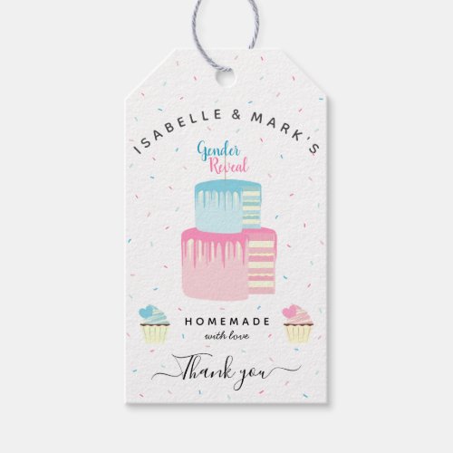 Cupcake sprinkle pink blue Gender Reveal Thank you Gift Tags