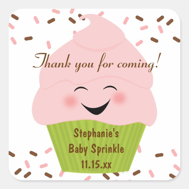 Cupcake Sprinkles Baby Girl Sticker (Front)