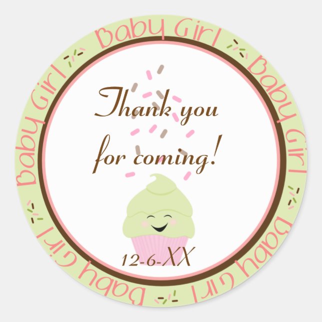 Cupcake Sprinkles Baby Girl Sticker (Front)