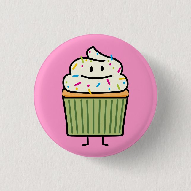 Cupcake Sprinkles vanilla icing sweet cup dessert Pinback Button (Front)