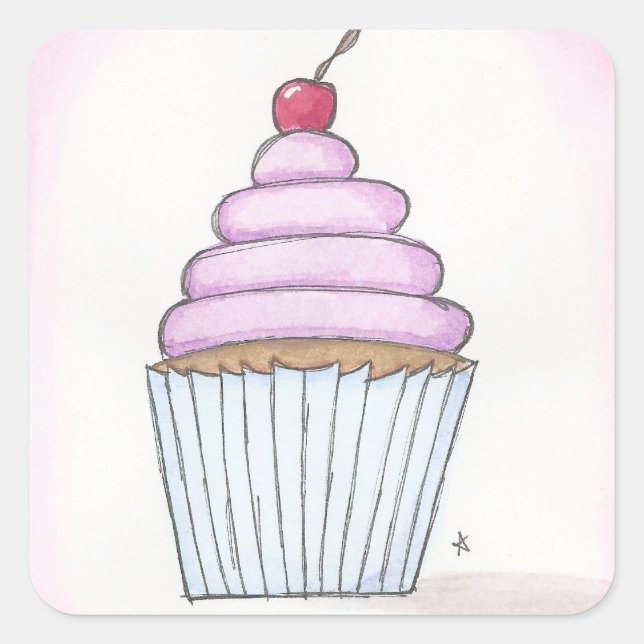 cupcake square sticker (Front)