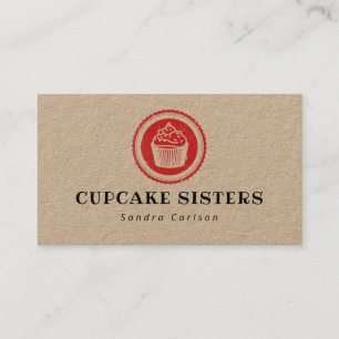 Cupcake stamp logo rustic kraft business card