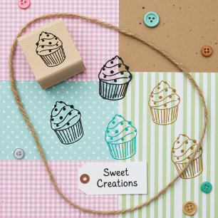 Cupcake Stamp - Mini Wooden Art Stamp for Crafts
