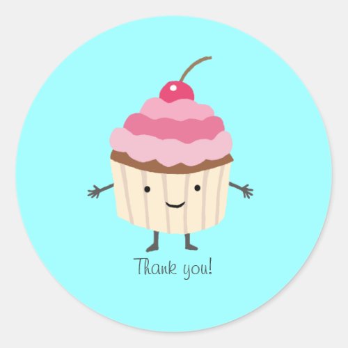 Cupcake Sticker Cute Happy Cupcake Thank you Favor