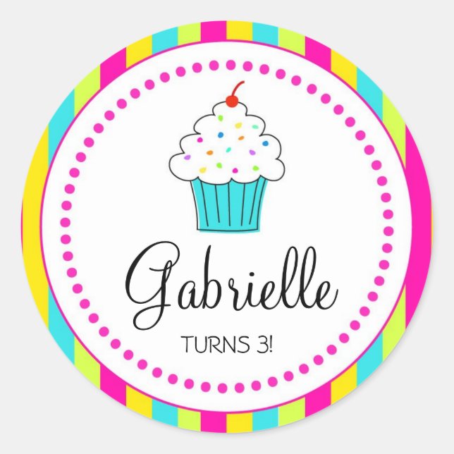 Cupcake Stickers, for DYI cupcake toppers Classic Round Sticker (Front)