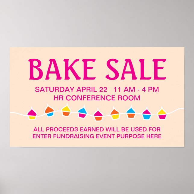 CUPCAKE string bake sale flyer Poster (Front)